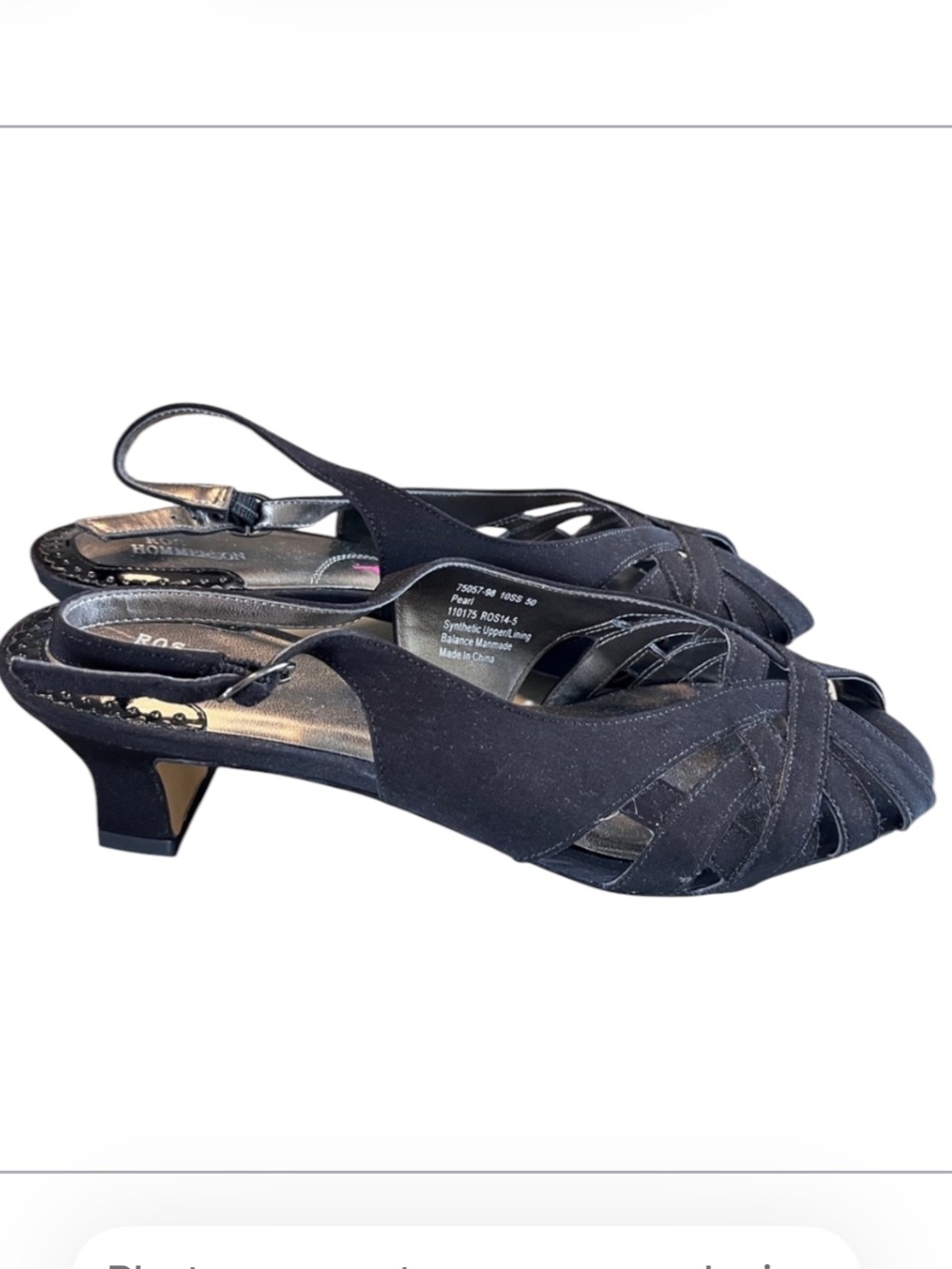 Ros Hommerson Pearl Kitten Heels Black Sz 10 Narrow